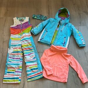 Obermeyer girls ski snow bib and jacket, size 6